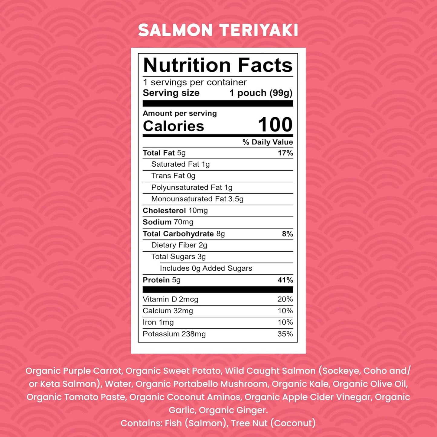 Serenity Kids 6+ Months Salmon Teriyaki Baby Food Puree Pouch - Organic Veggies & Ethically Sourced