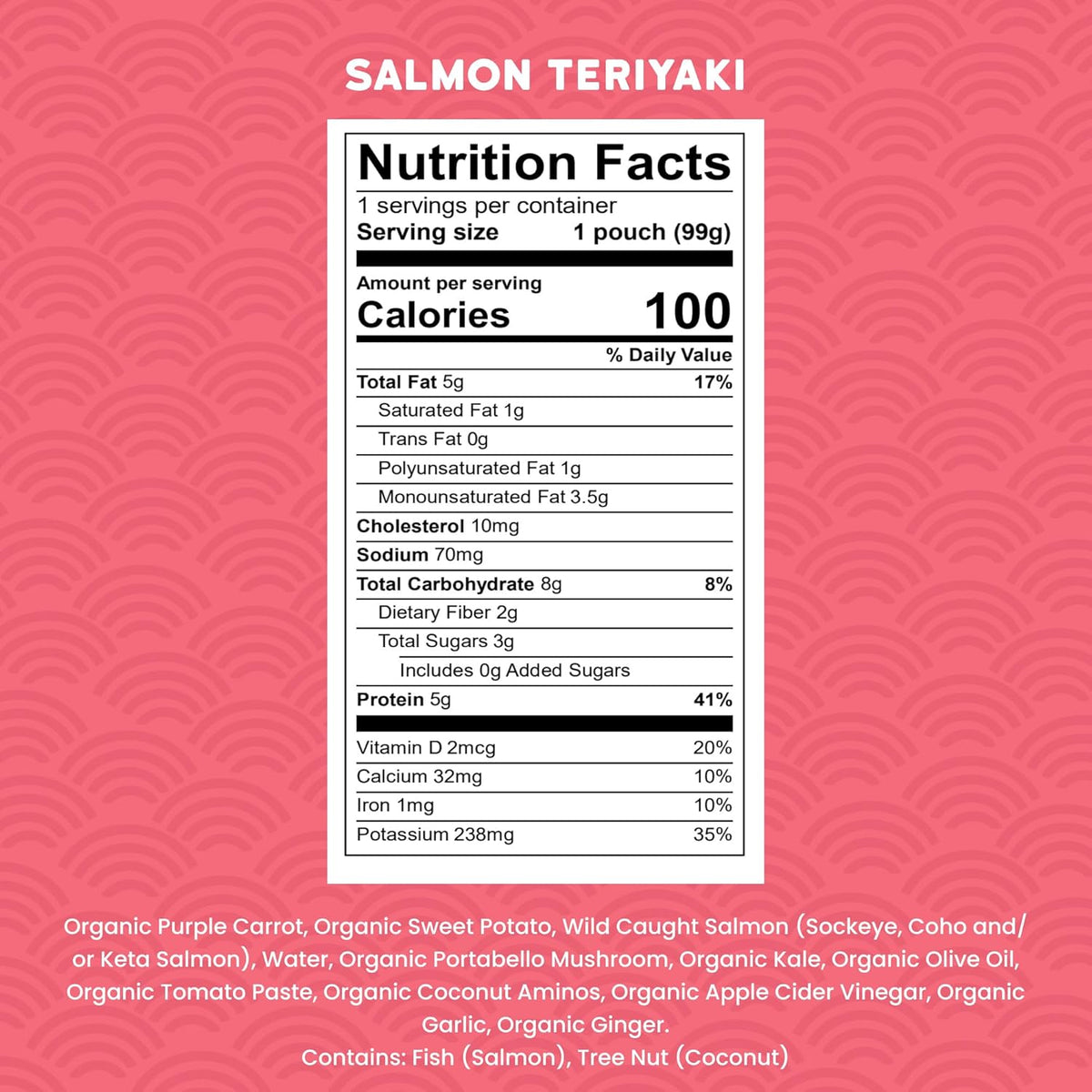 Serenity Kids 6+ Months Salmon Teriyaki Baby Food Puree Pouch - Organic Veggies & Ethically Sourced