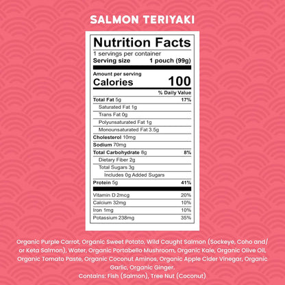 Serenity Kids 6+ Months Salmon Teriyaki Baby Food Puree Pouch - Organic Veggies & Ethically Sourced