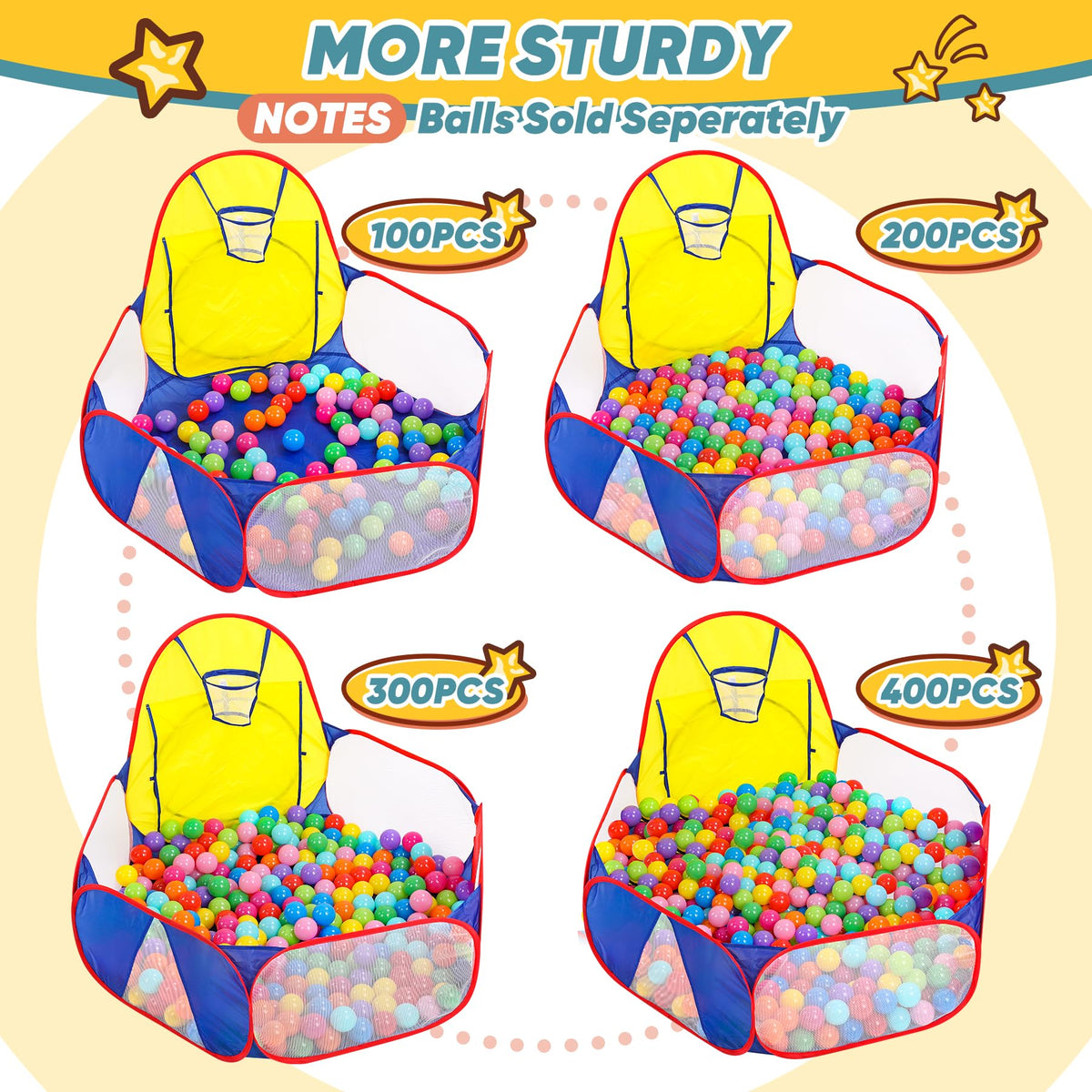Eocolz Kids Ball Pit Large Pop Up Childrens Ball Pits Tent for Toddlers Playhouse Baby Crawl