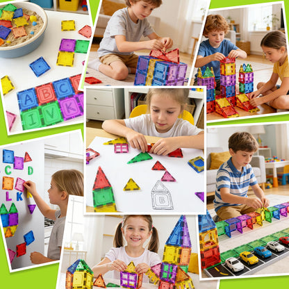 Coodoo Magnetic Tiles Kids Toys STEM Magnet Toy for Toddler Magnetic Blocks Building Preschool