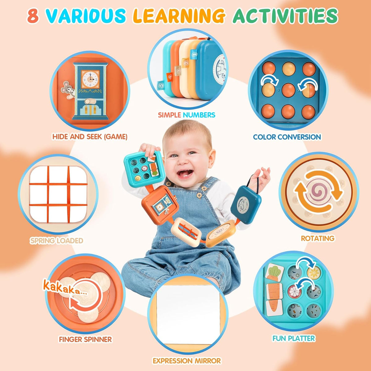 Busy Board for 1 Year Old, Travel Toys for Toddler 1-3, Montessori Busy Board Busy Cube, Toys Gifts