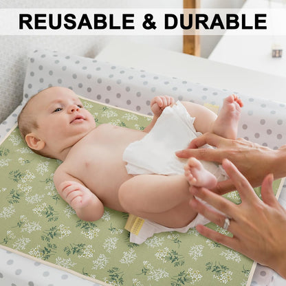 Baby Diaper Changing Pad, 19.7"x25.6" Waterproof Changing Pad Liners with 100% Muslin Cotton Front