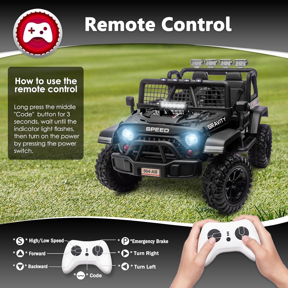 Sopbost 24V 7Ah 2 Seater Ride On Truck Ride On Toy for Big Kids Ride On Car with Remote Control