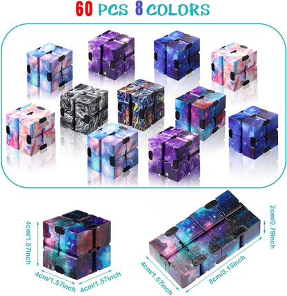 Chivao 60 Pieces Kids Party Favors Cube Toy Sensory Cube Valentine's Day Hand Held Block Sensory