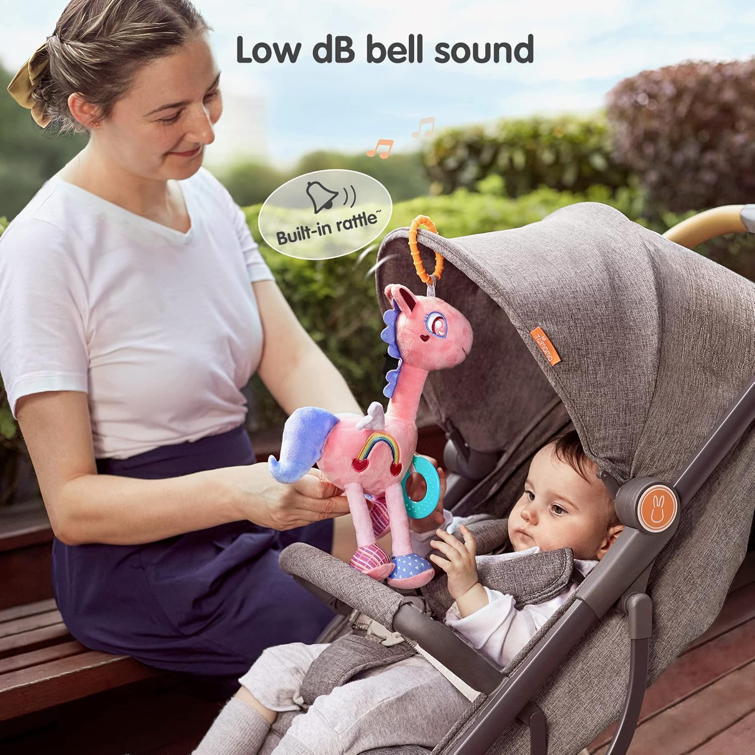 TUMAMA Baby Plush Hanging Rattle Toys, Crib Car Seat Travel Stroller Playmat Soft Plush Toy with