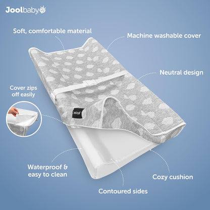 Jool Baby Soft Changing Pad + Washable Cover, Non-Slip - Fits Standard Changing Tables & Dressers