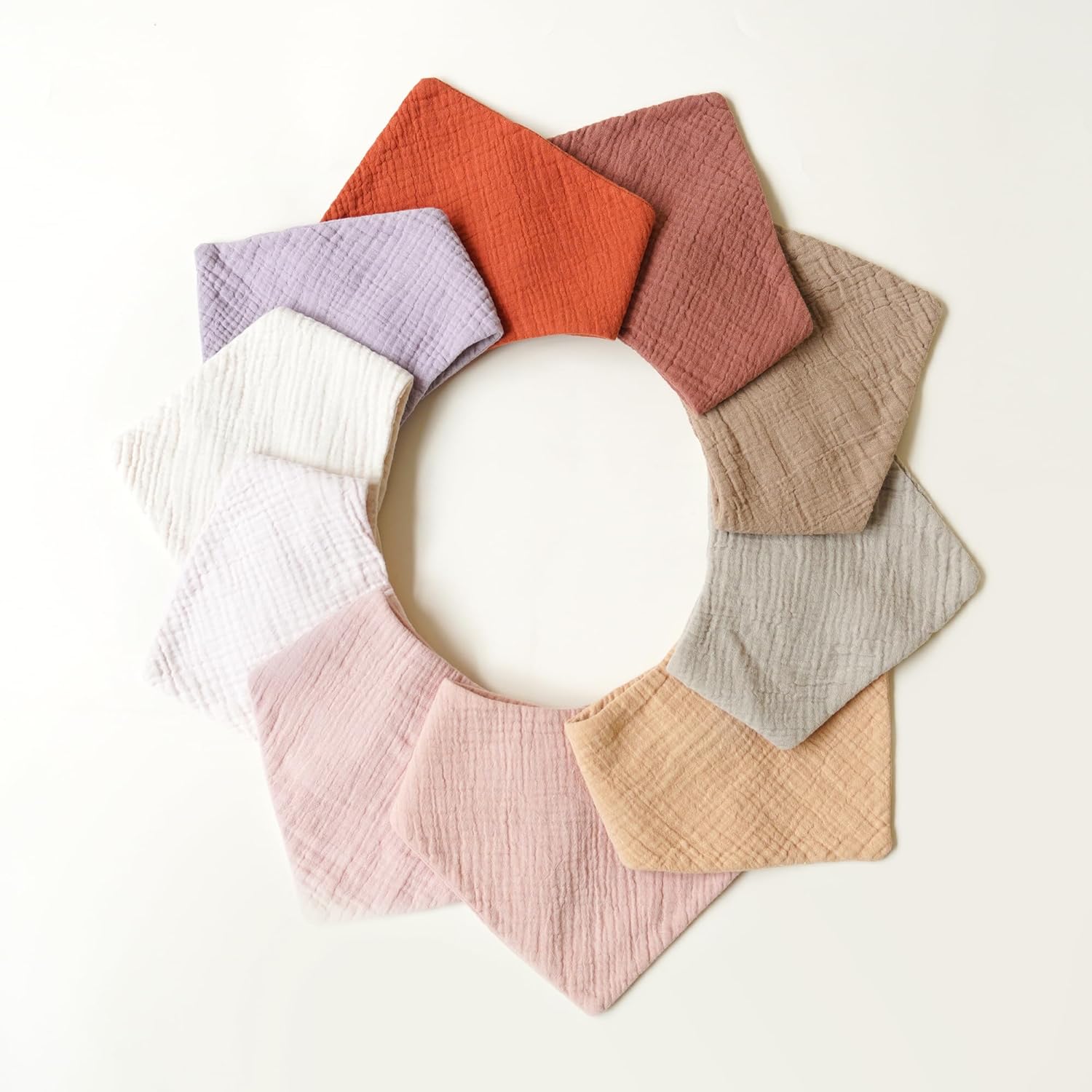 Konssy Muslin Baby Bibs 10 Pack Baby Bandana Drool Bibs 100% Cotton for Unisex Boys and Girls, Soft