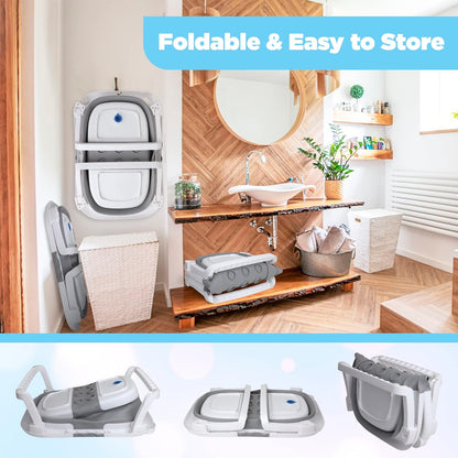 BEBELEH™ Collapsible Baby Bathtub – Bathtub + Baby tub Sling + Newborn Sling – Baby Bathtub Newborn