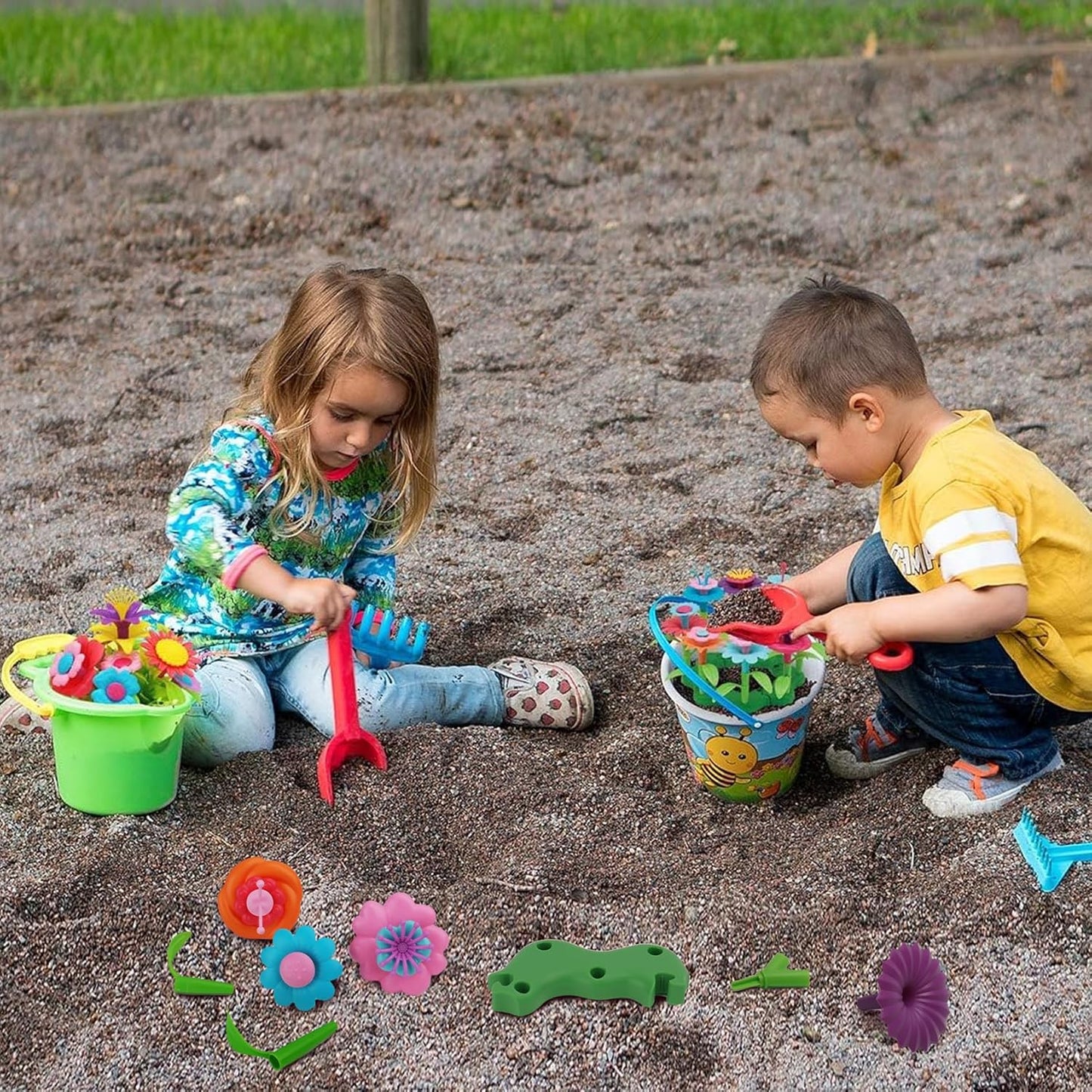 BIRANCO. Flower Garden Building Toys - Build a Bouquet Floral Arrangement Playset for Toddlers and