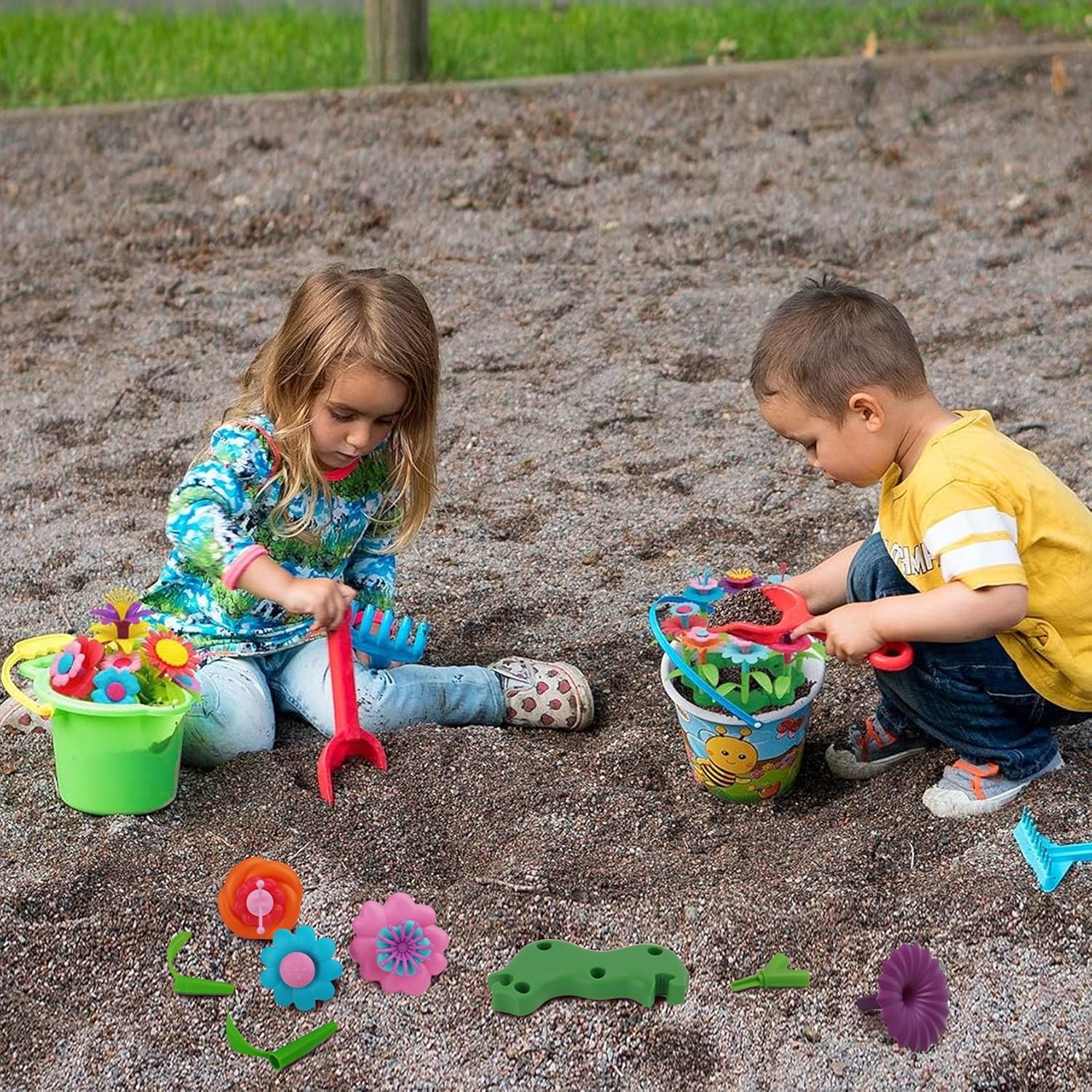 BIRANCO. Flower Garden Building Toys - Build a Bouquet Floral Arrangement Playset for Toddlers and