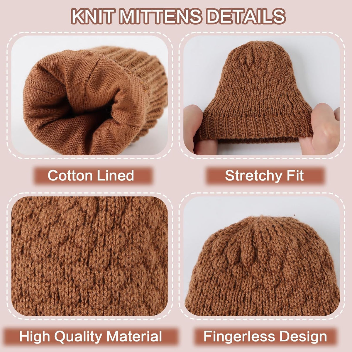 Baby Knit Mittens Toddler Boys Girls Gloves Winter Infant Newborn No Scratch Mitten 0-3 Years