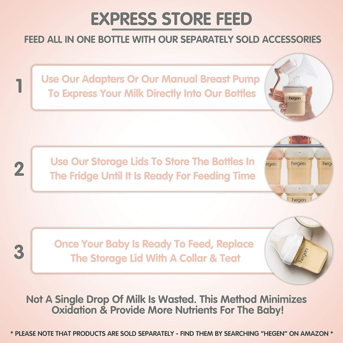 hegen Baby Bottles - Anti Colic Baby Bottles Wide Neck - Breastfeeding System 5 oz with Slow Flow