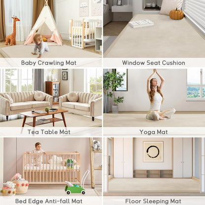 Baby Play Mat for Floor Tummy Time Nursery Rug Muscle Mat Area Playroom Rug Tatami 50 * 50" Memory