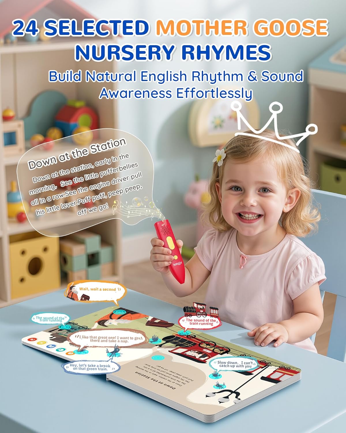 KOKODI Talking Pen Books Set, Interactive Audio Nursery Rhymes with Learning Pen, Educational