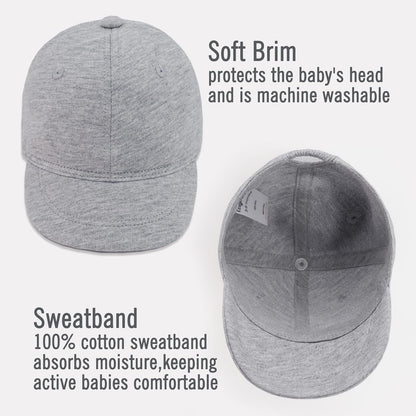 Keepersheep Baby Baseball Cap Infant Sun Hat, Cotton Knit with Soft Brim, Adjustable Soft Newborn