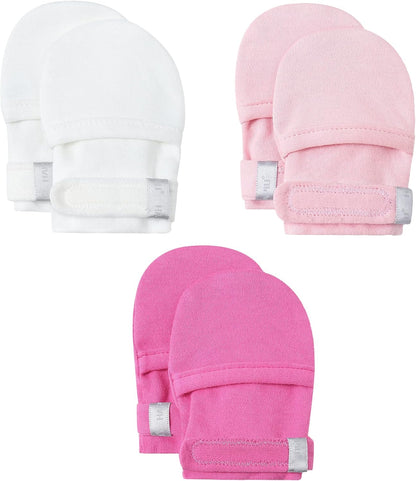 HAPIU Baby No Scratch Mittens Stay On, 100% Cotton Breathable, Adjustable Infant Gloves for Boys
