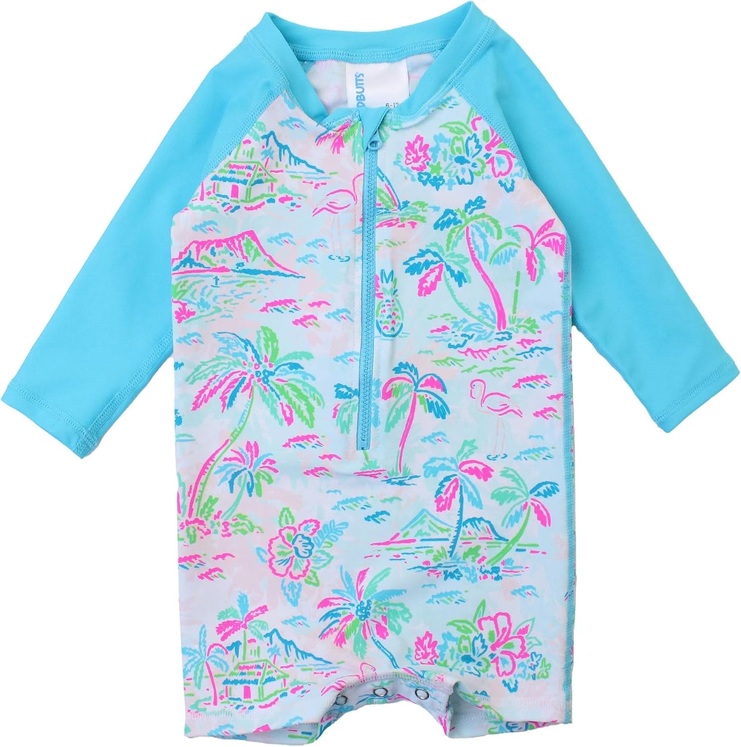 RUGGEDBUTTS Baby/Toddler Boy Swimsuit, One Piece Zipper Rash Guard Sunsuit with UPF 50+ Sun