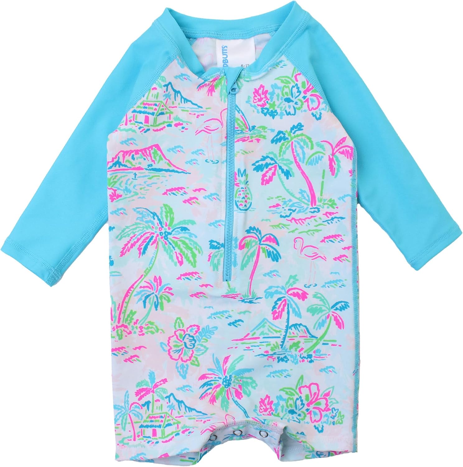 RUGGEDBUTTS Baby/Toddler Boy Swimsuit, One Piece Zipper Rash Guard Sunsuit with UPF 50+ Sun