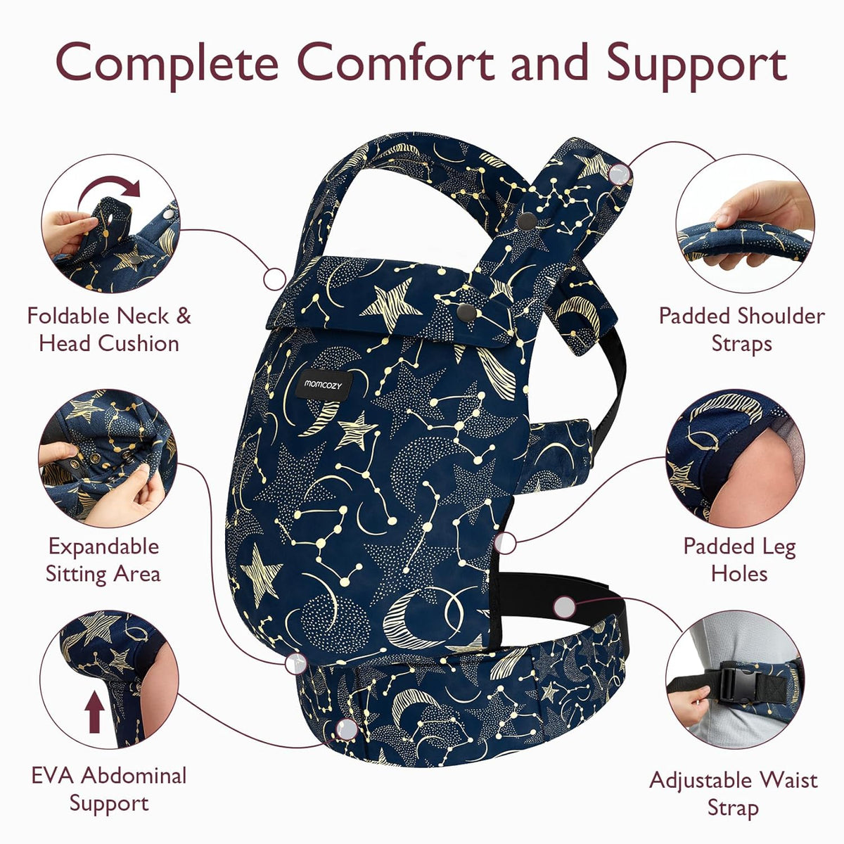 Momcozy Baby Carrier - Ergonomic, Cozy and Lightweight Carrier for 7-44lbs, Effortless to Put On