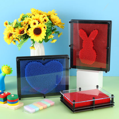 2 Pack Extra Large 3D Pin Art Board Toy 10 x 8 Inch Plastic Pin Art Board Sensory Toy Stress Relief