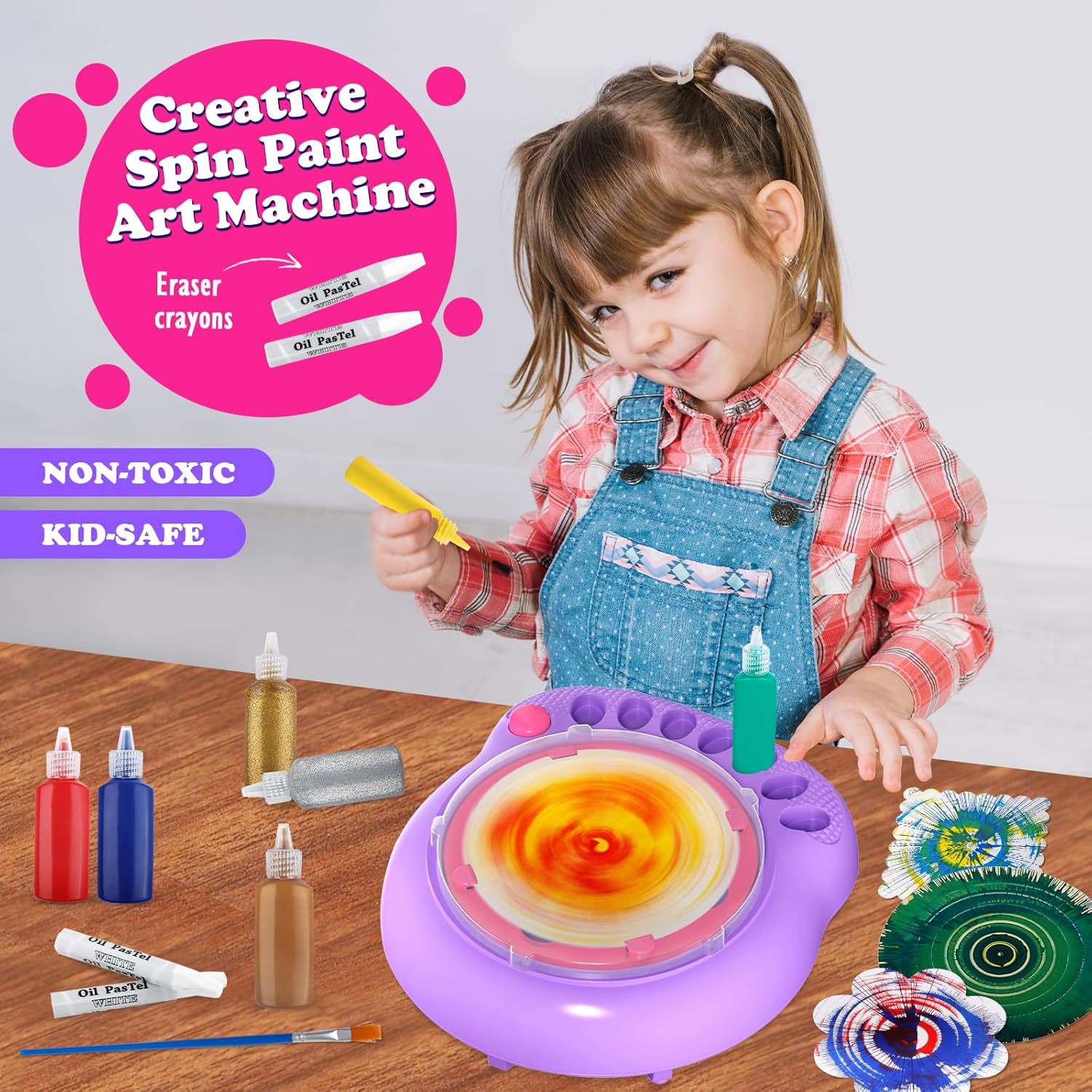 Arts and Crafts for Kids Ages 4-8,Paint Spin Art Machine Kit,Art Craft Set for 6-9 Year Old,Cool