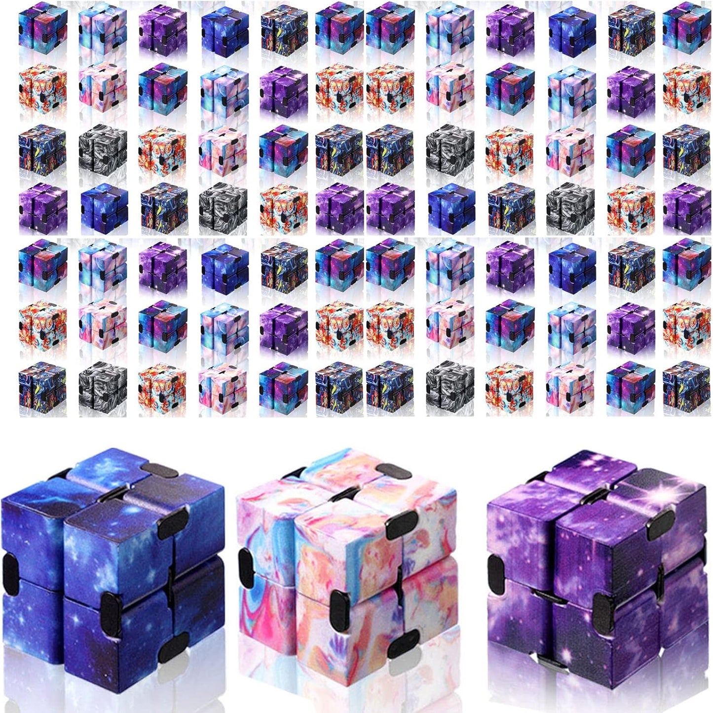 Chivao 60 Pieces Kids Party Favors Cube Toy Sensory Cube Valentine's Day Hand Held Block Sensory