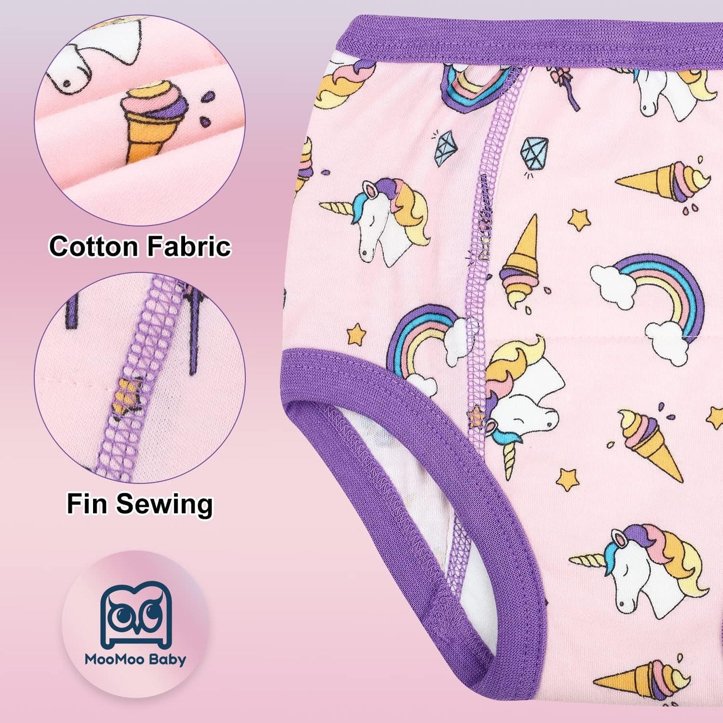 MooMoo Baby Potty Training Underwear 10 Packs Absorbent Toddler Training Pants for Boys and Girls