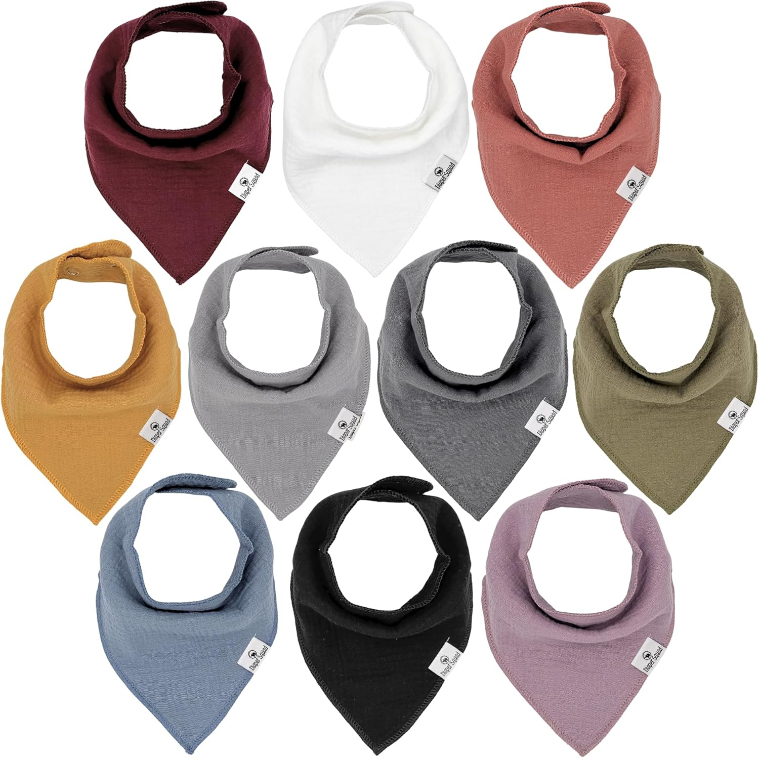 DiaperSquad's Baby Bibs for Drooling and Teething, Bibs for Boys, Baby Girl - Solid Cotton Baby