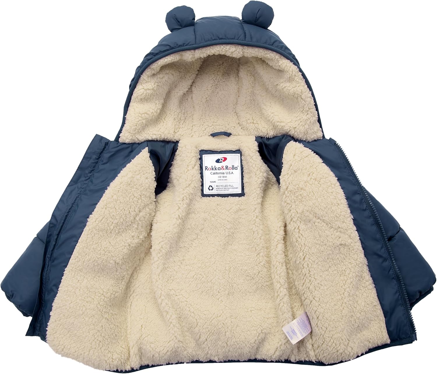 Rokka&Rolla Baby Boys' Water-Resistant Sherpa Fleece Lined Puffer Jacket Winter Coat for Newborn