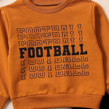 Baby Boy Clothes Fall 6 12 18 24 Months Football Long Sleeve Pullover Tops & Pant Sets Toddler