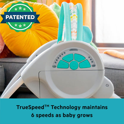 Bright Starts Portable Automatic 6-Speed Baby Swing with Adaptable Speed, Taggies, Music