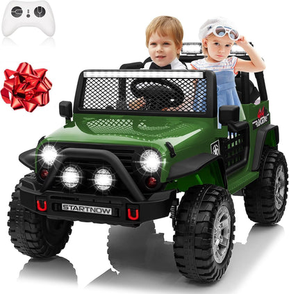 24V 4WD Ride on Truck Car w/800W Motors, Gift Flower, Remote Control, 2 Seaters, Light Bar, 3