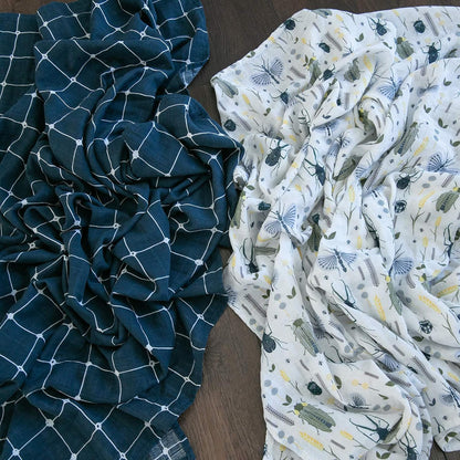 GRACED SOFT LUXURIES Premium Muslin Baby Swaddle Blankets 2 Pack | Large 47 x 47 inch | 100% Cotton
