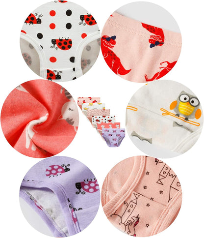 Cadidi Dinos Little Girls' Soft Cotton Underwear Kids Cool Breathable Comfort Panty Briefs Toddler