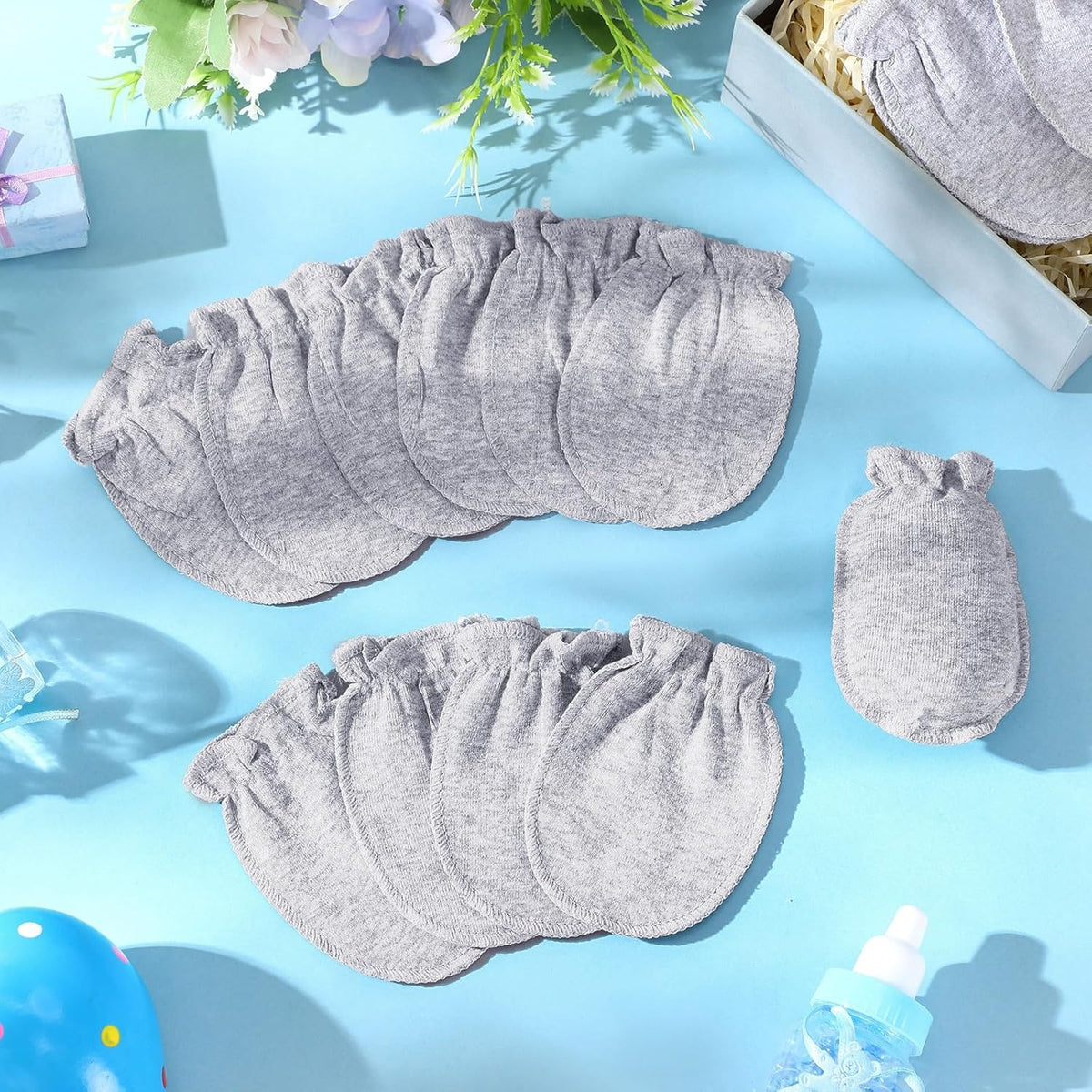 9 Pairs Newborn Baby Boys Girls Mittens 0-6 Months Infant Toddler Mittens No Scratch Solid Color