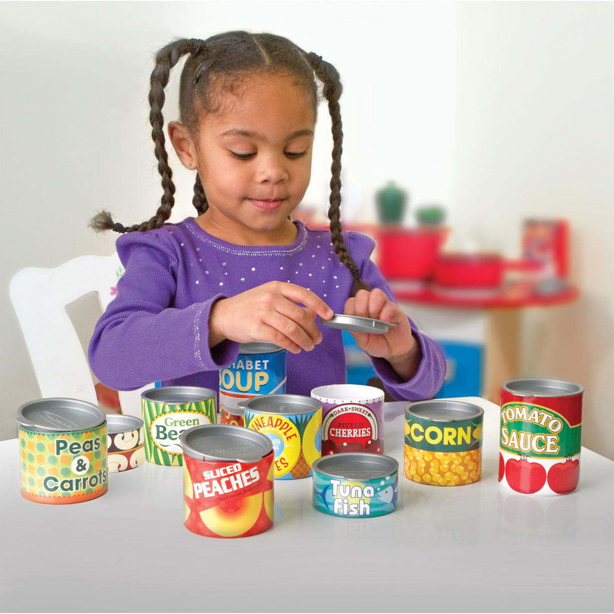Melissa & Doug Let's Play House, 10 Grocery Cans with Removable Lids, Toy Food & Play Kitchen