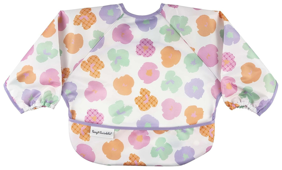 Tiny Twinkle Mess Proof Baby Bib,Waterproof Smock Baby Bib for Eating,Machine Washable Long Sleeve