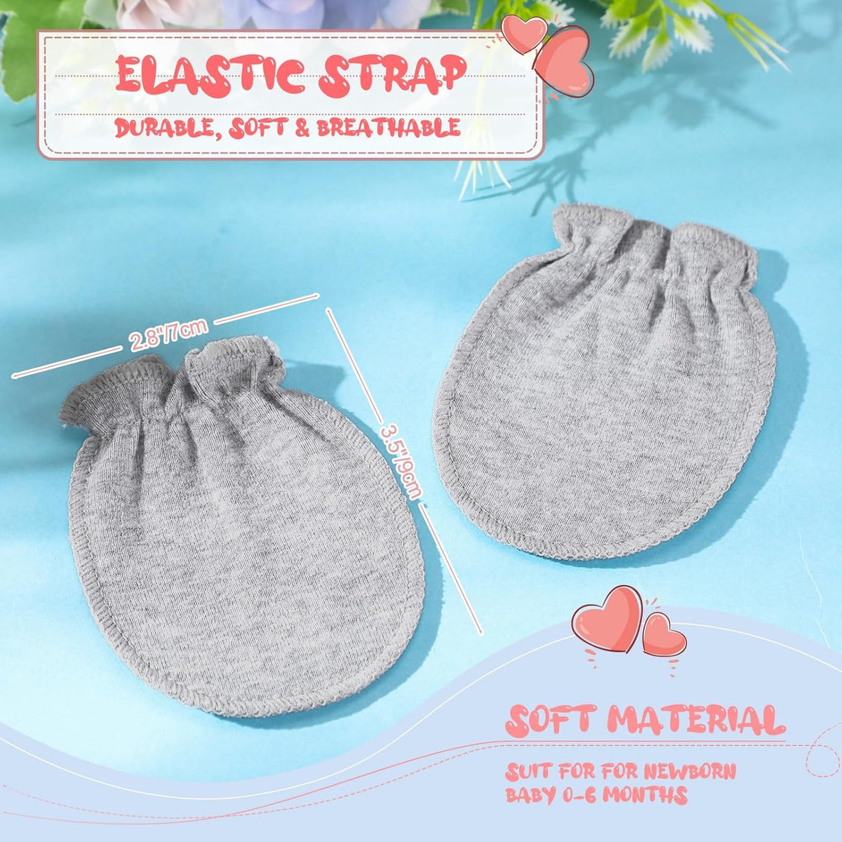 9 Pairs Newborn Baby Boys Girls Mittens 0-6 Months Infant Toddler Mittens No Scratch Solid Color