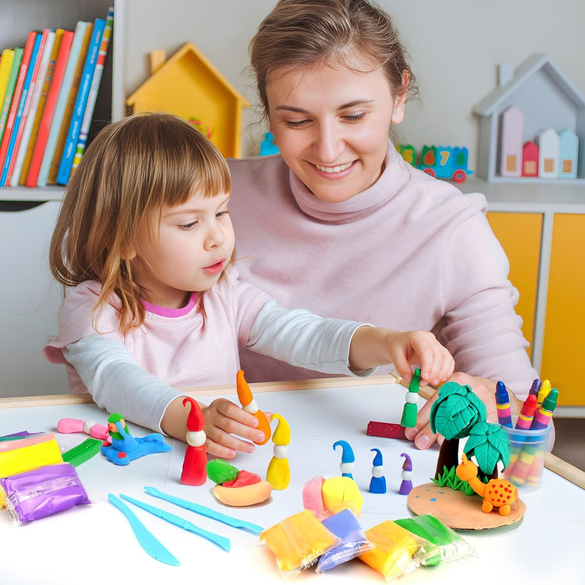 Air Dry Clay for Kids,90 Colors Modeling Model Magic Clay,DIY Molding Clay Starter Kit with