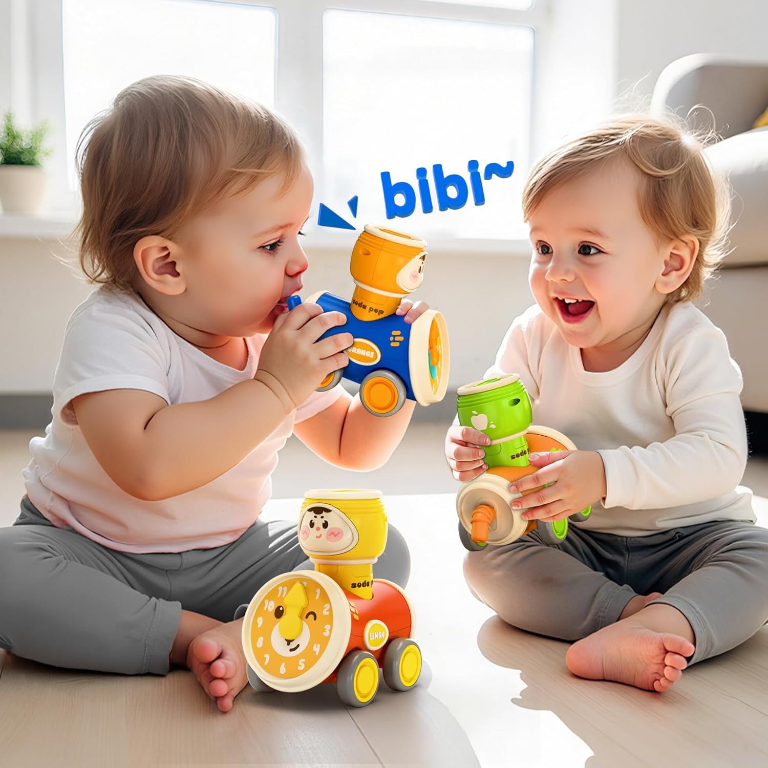 iPlay, iLearn Press to Go Car Toys Set for Toddlers 1-3, Baby Push Go Friction Racing Cars, Infant