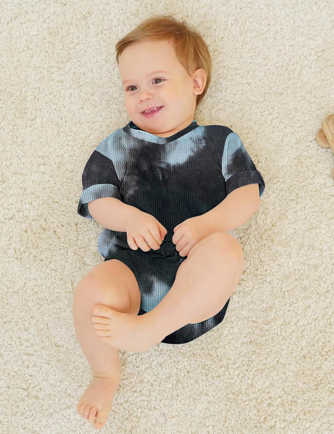 Jimonda Baby Bodysuit Newborn Tie Dye Clothes Infant Waffle One Piece Romper Baby Boys Girls Short