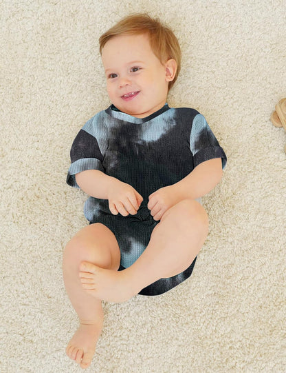 Jimonda Baby Bodysuit Newborn Tie Dye Clothes Infant Waffle One Piece Romper Baby Boys Girls Short