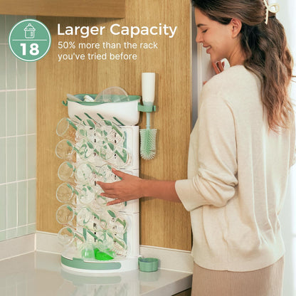 Momcozy Baby Bottle Drying Rack, 18 Bottles Vertical Space Saving