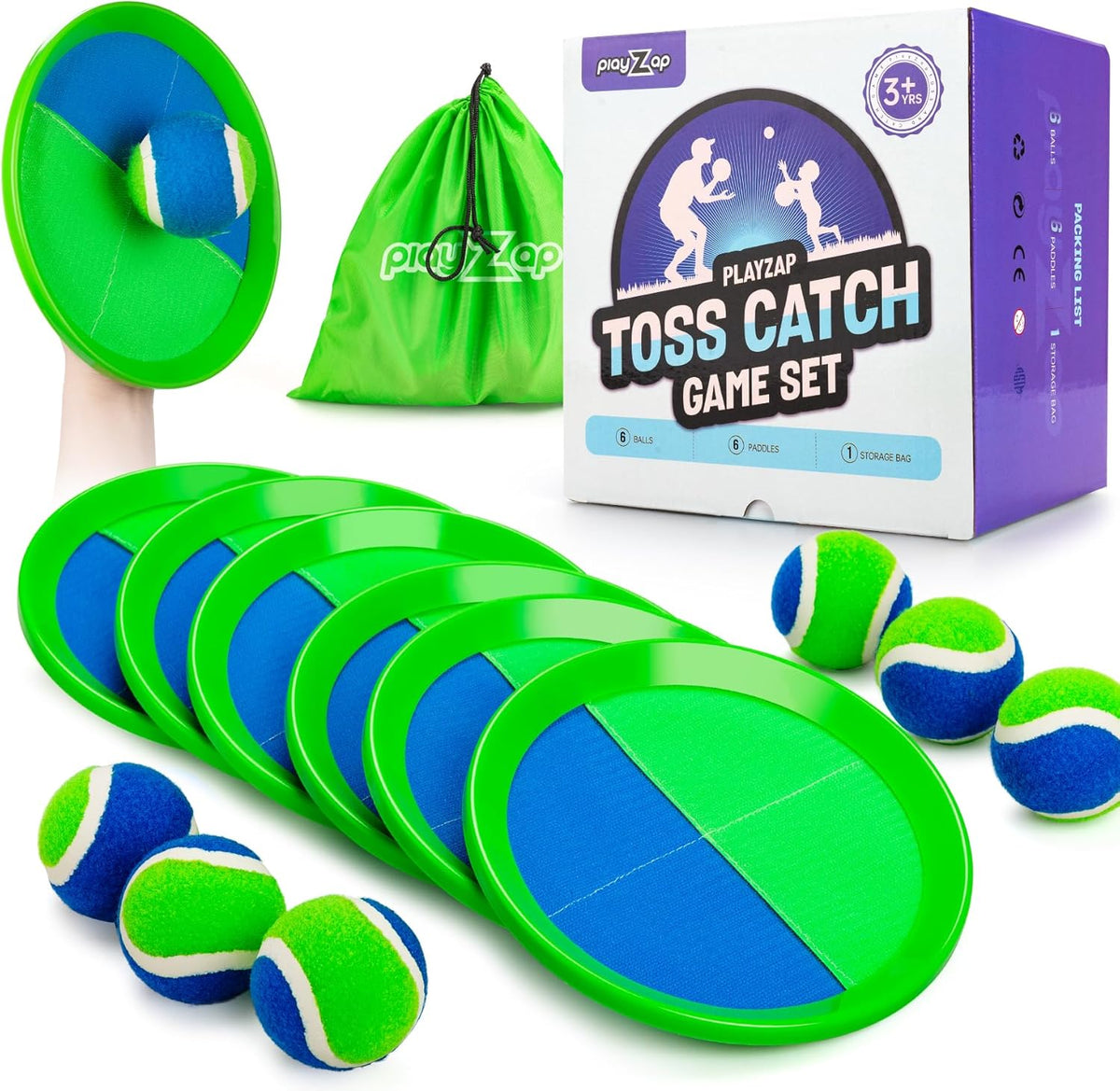 Toss and Catch Ball Set - Indoor Outdoor Toys for Kids Games - Outside Yard Pool Beach Toys for 3 4