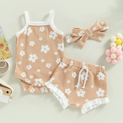 fhutpw Baby Girl Clothes Summer Cute Outfits 3 6 12 18 Months Spaghetti Strap Romper & Floarl
