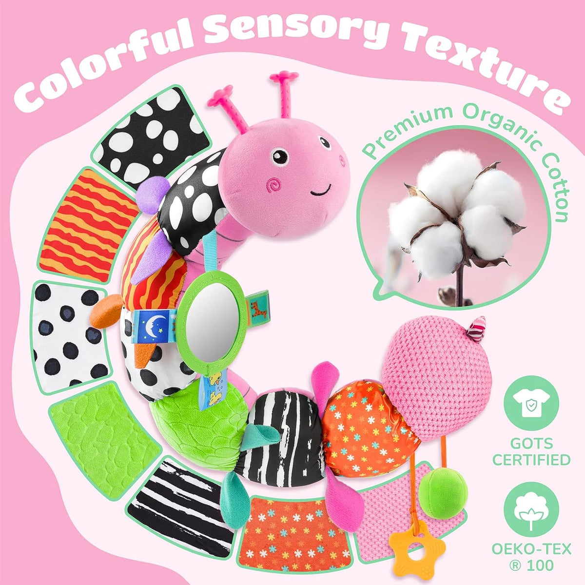 Baby Toys 6-12 Months Music Caterpillar Infant Toys Stuffed Animals 0-3-6 Months Teething Tummy