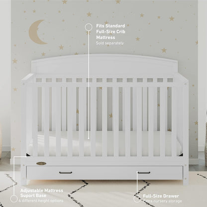 Graco Benton 5-in-1 Convertible Crib with Drawer (White) - Converts from Baby Crib to Toddler Bed