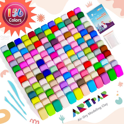 A‌RTPAR Air Dry Clay 156 Colors,Modeling Magic Clay for Kids Bulk Kit, Soft & Non Sticky,Non-Toxic