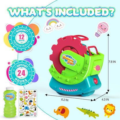 Bubble Machine for Toddlers Kids & Pets, with 8oz Safe Solution, Extra Large & Bubbles in Bubble
